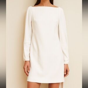 Rosetta Getty White Long Balloon Sleeve Boatneck Dress SIZE 4 NEW WITH TAGS